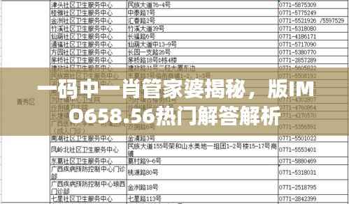 一码中一肖管家婆揭秘,版IMO658.56热门解答解析