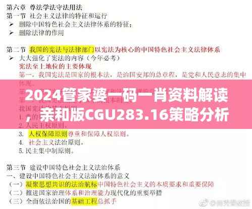 2024管家婆一码一肖资料解读，亲和版CGU283.16策略分析