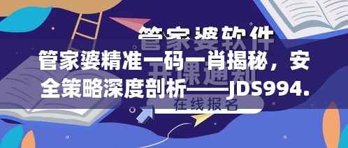 管家婆精准一码一肖揭秘,安全策略深度剖析——JDS994.53探索版